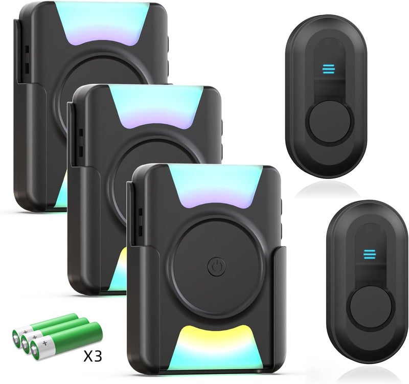 CallToU Hearing Impaired Doorbell 1000ft Wireless Doorbells for Home Elderly Senior Waterproof Door bell Chimes with Mute Vibration Flash Light, 2 Push Buttons+3 Portable Receivers, 4 Modes - Image 1